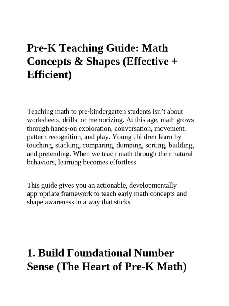 Pre-K - Math Concepts & Shapes | PDF | Shape | Mathematics