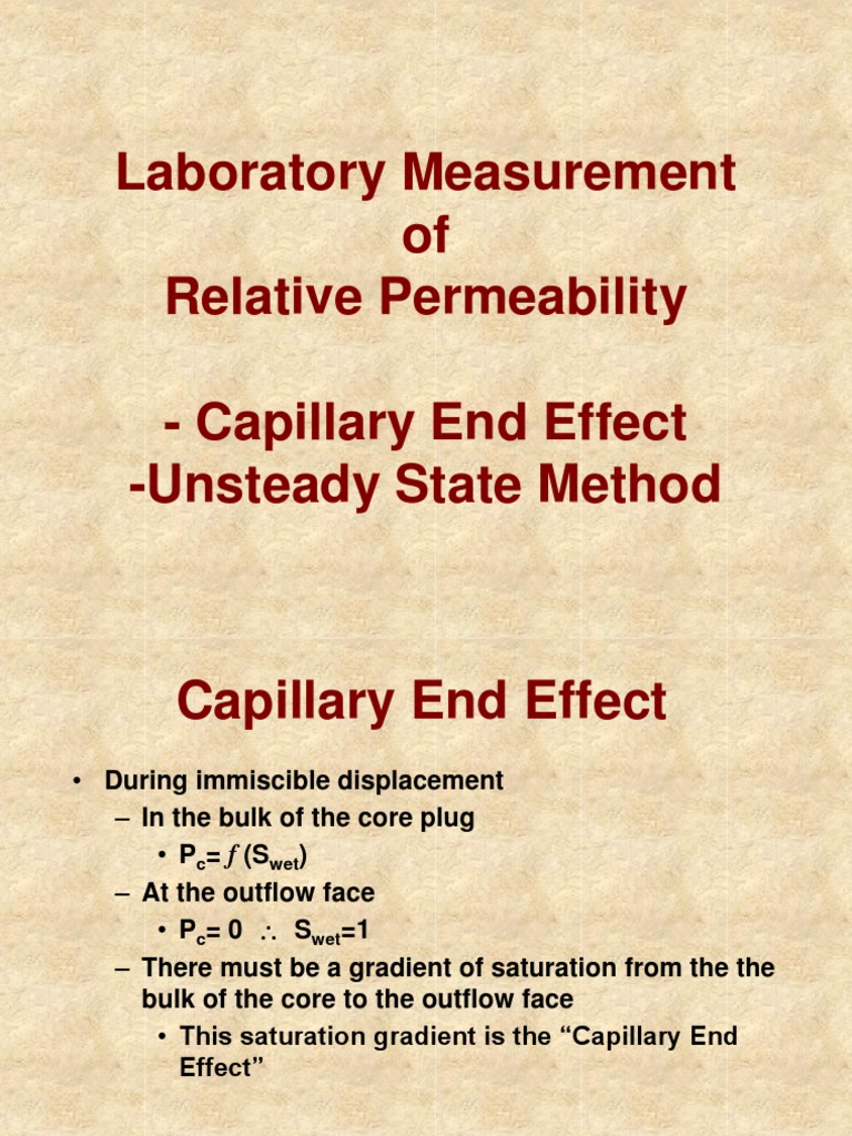 Laboratory Measurement of Relative Permeability - Capillary End Effect ...
