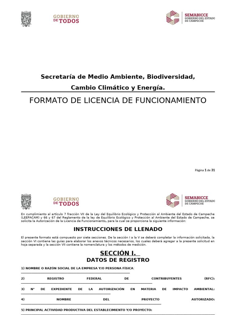 Formato de Licencia de Funcionamiento Ambiental | PDF | Agua | Residuos