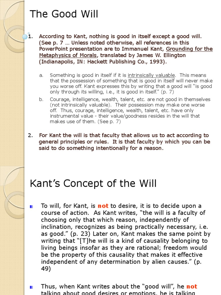 Kant's Concept of Good Will Explained | PDF | Immanuel Kant | Morality