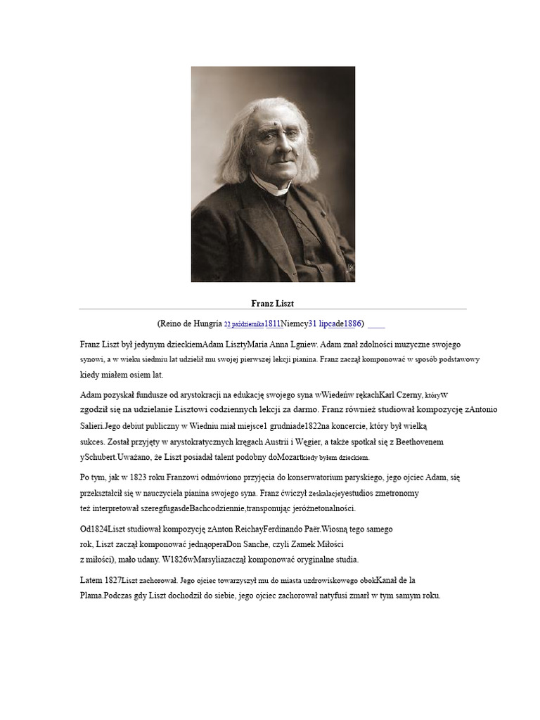 Biografia Franza Liszta | PDF