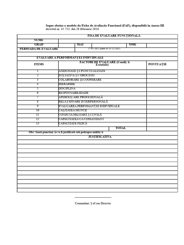 Fisa de Evaluare Funcionala Faf | PDF