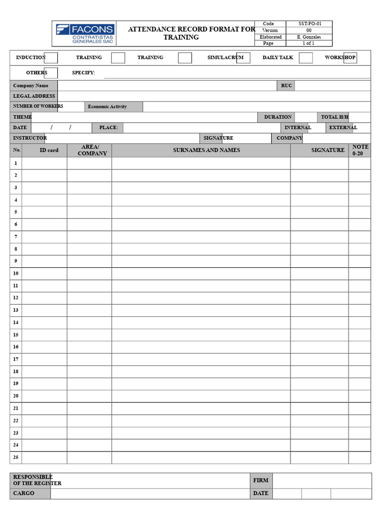 Training Attendance Registration Format | PDF