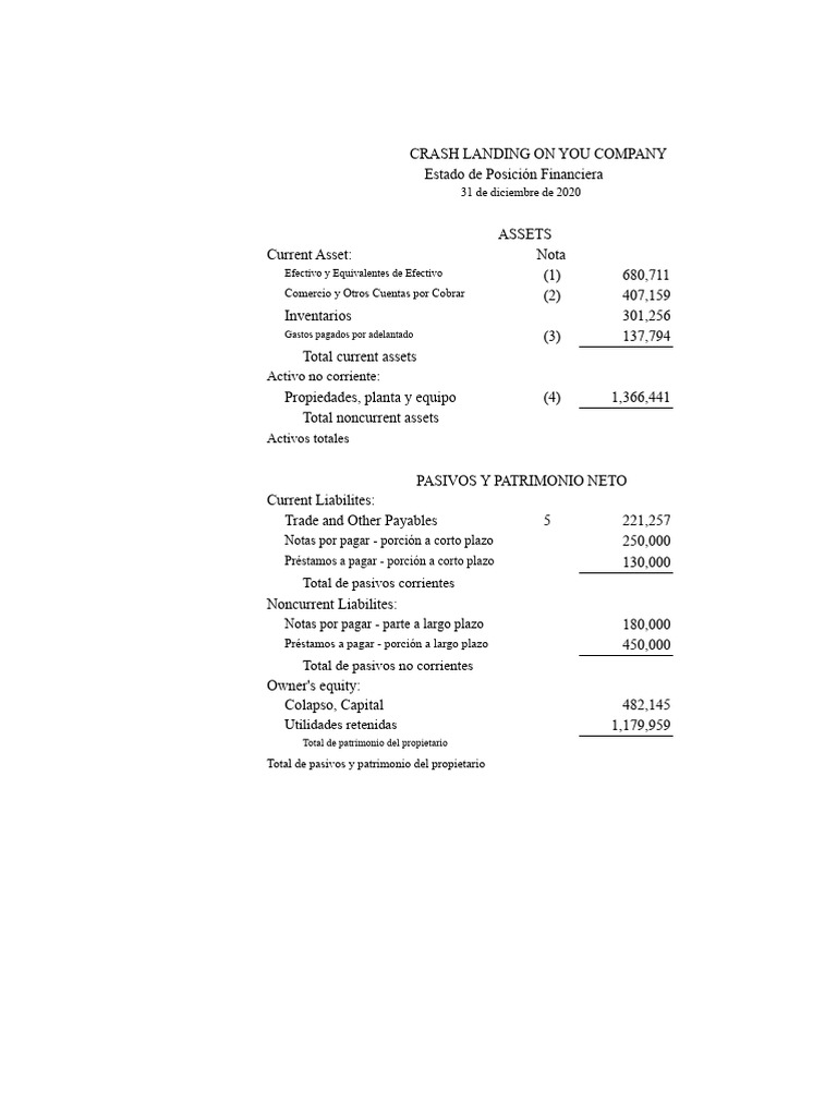 Estado de Situación Financiera | PDF | Corporaciones | Contabilidad