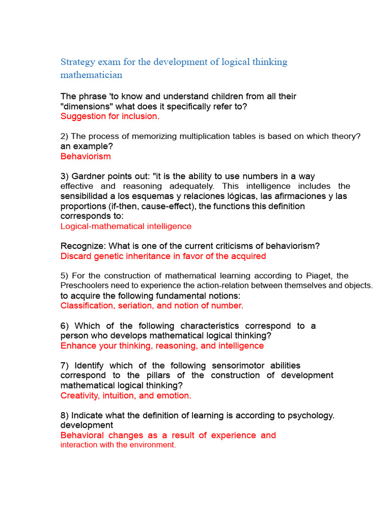 Logical Thinking Development Strategies | PDF | Thought | Learning