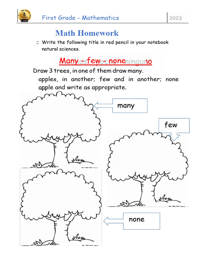 First Grade Math: Many, Few, None Activities | PDF