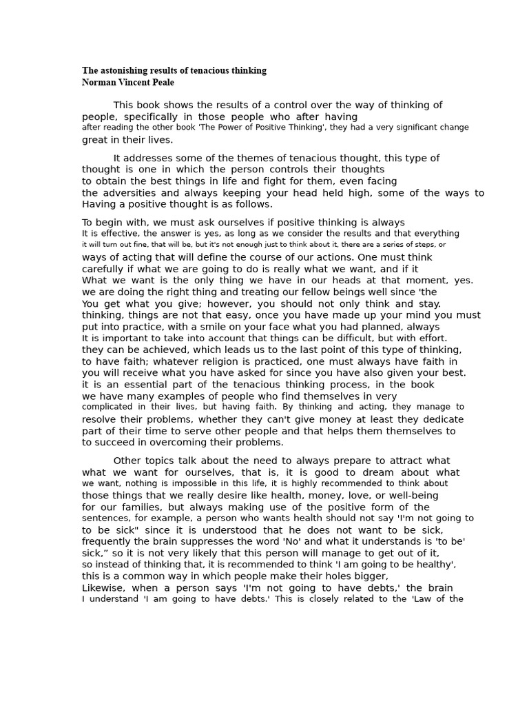 Tenacious Thinking for Positive Change | PDF | Thought | Psychology