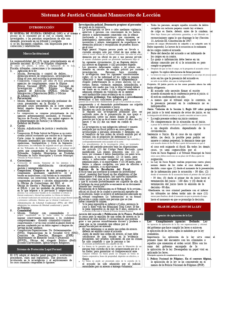 Sistema de Justicia Penal de Filipinas | PDF | Orden de arresto | Crímenes