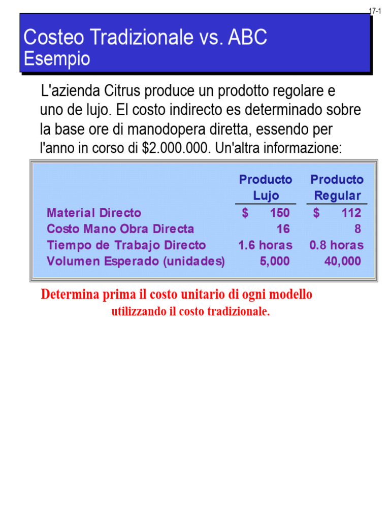 Costo ABC Vs Costo Tradizionale | PDF