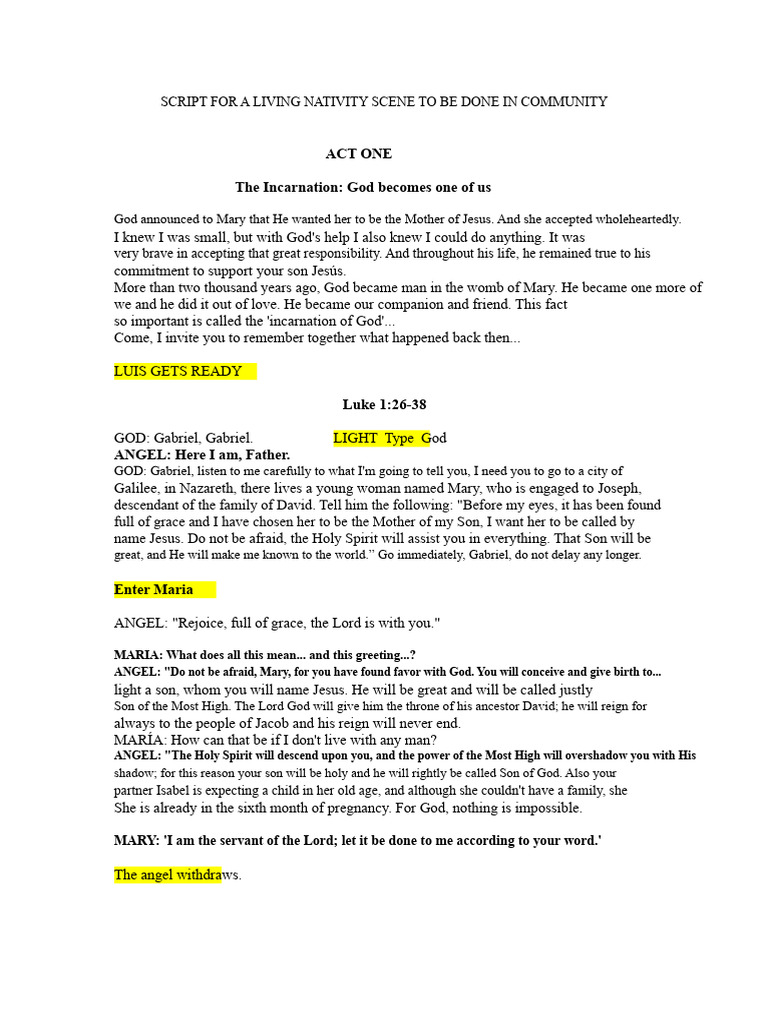 Script For A Living Nativity Scene To Be Done in Community Self-Saved ...