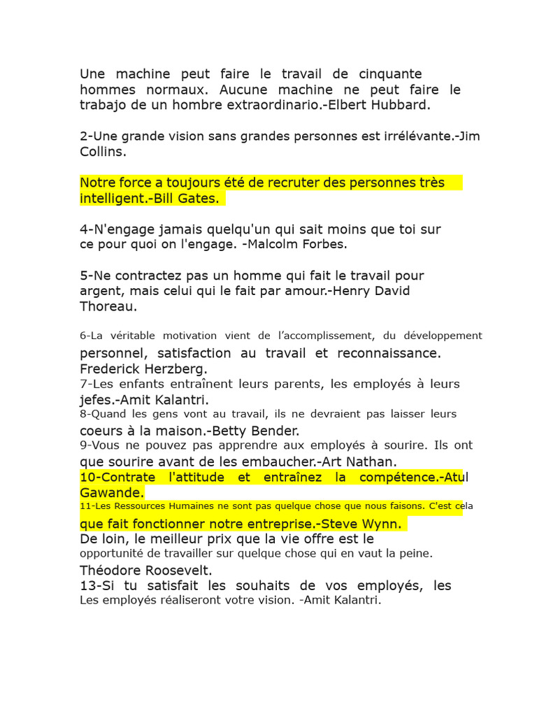 Citations inspirantes sur le travail | PDF | Gestion des ressources ...