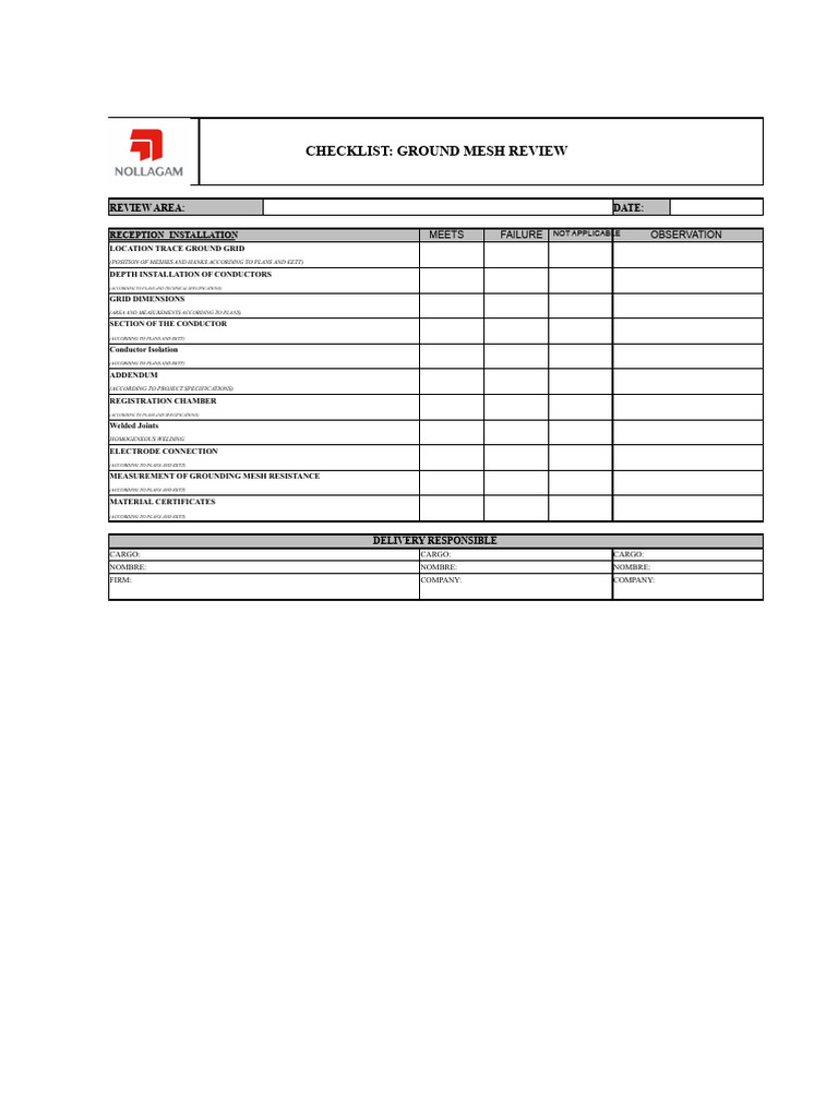 Ground Mesh Review Checklist | PDF