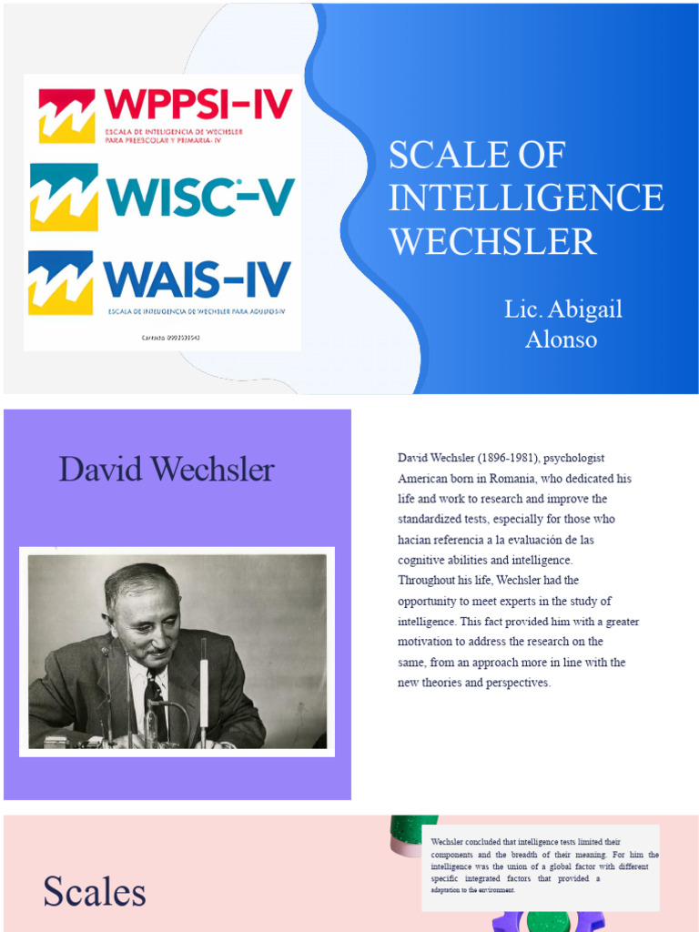 Wechsler Intelligence Scale For Children and Adolescents W.I.S.C. - IV ...