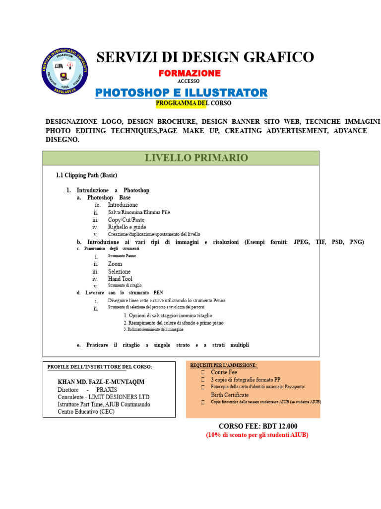Programma Del Corso Di Graphic Design | PDF
