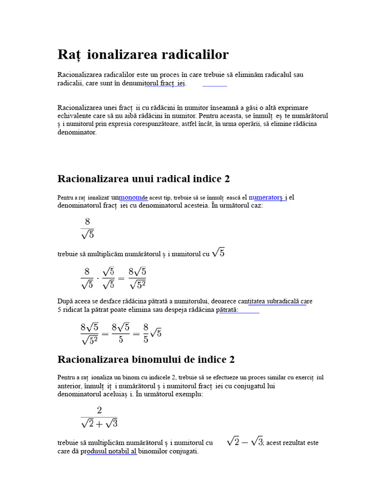 Racionalizarea Radicalilor | PDF