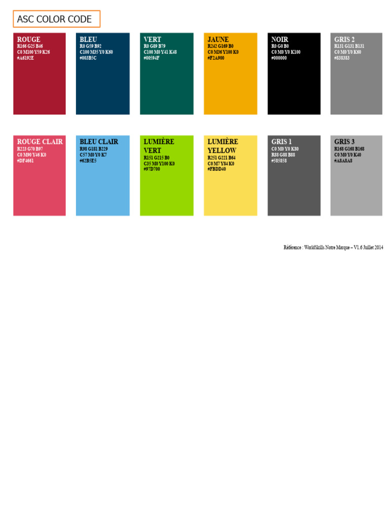 Code Couleur ASC : Palette et Valeurs | PDF