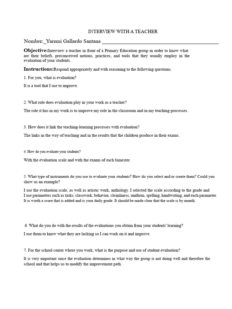 Interview With An Active Teacher in Primary Education: What Are Their ...
