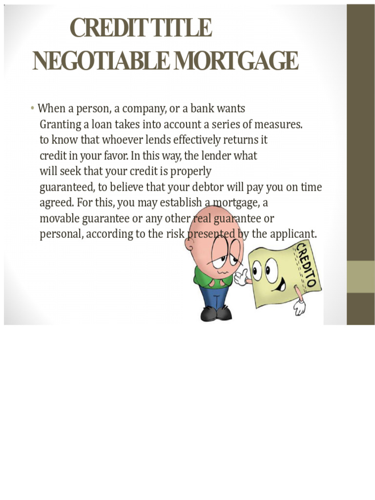 Negotiable Mortgage Credit Title | PDF | Credit | Finance & Money ...