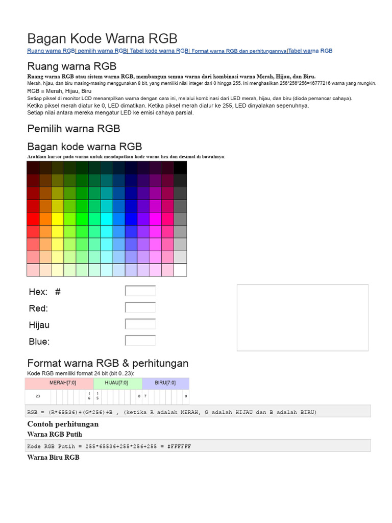 Bagan Kode Warna RGB Lengkap | PDF