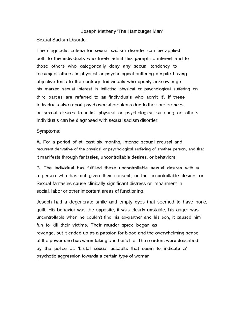 Joseph Metheny Disorder | PDF