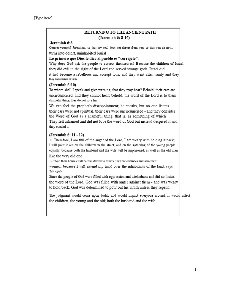 Returning To The Ancient Path | PDF | Prophet | Jeremiah