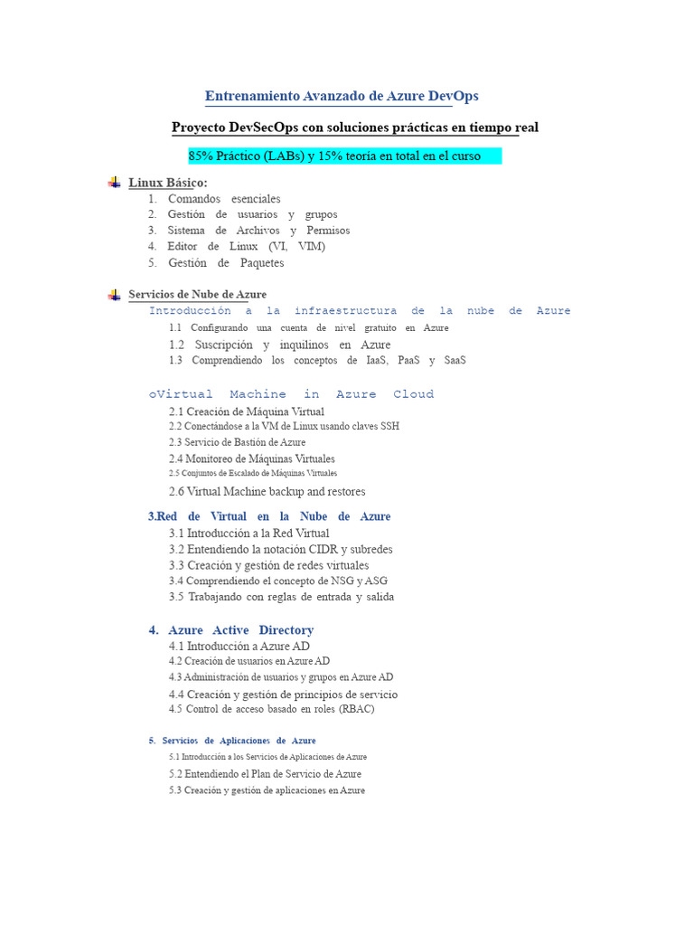 Contenido Del Curso de Azure DevOps y DevSecOps | PDF | Computación en ...