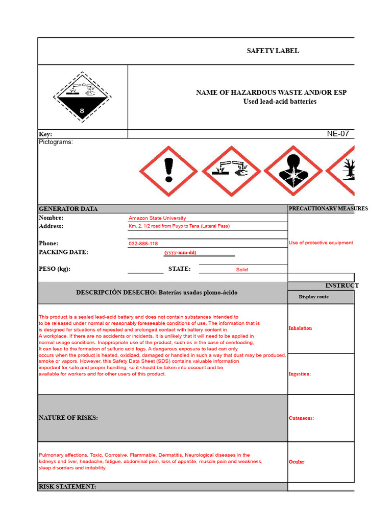 Lead-Acid Battery Safety Guidelines | PDF | Lead | Oxide