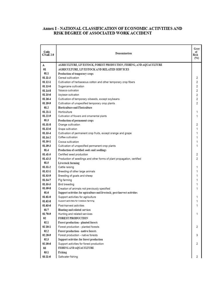 Economic Activities Classification and Risks | PDF | Textiles | Agriculture