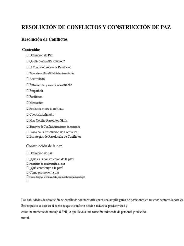 Resolución de Conflictos y Paz | PDF | Paz | Conflicto (proceso)