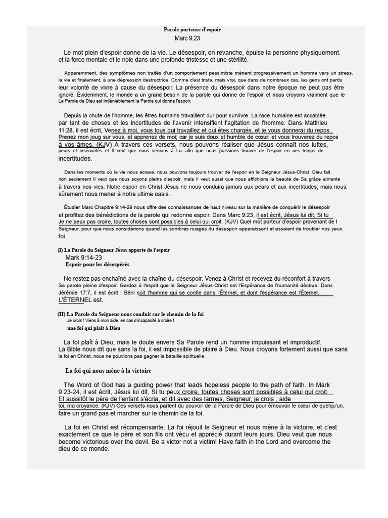 Espoir et Foi à Travers la Parole de Dieu | PDF | Dieu | Jésus