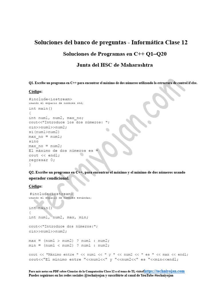 Soluciones C++ Clase 12 Informática | PDF | C ++ | Programación de ...