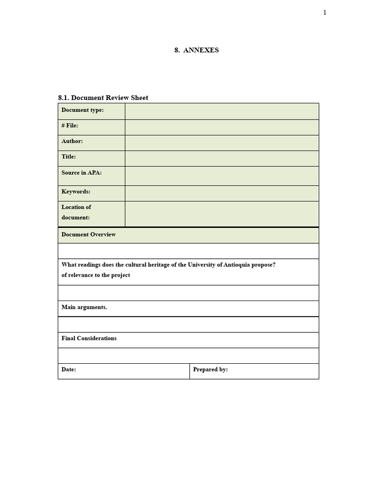 Document Review Sheet Model | PDF