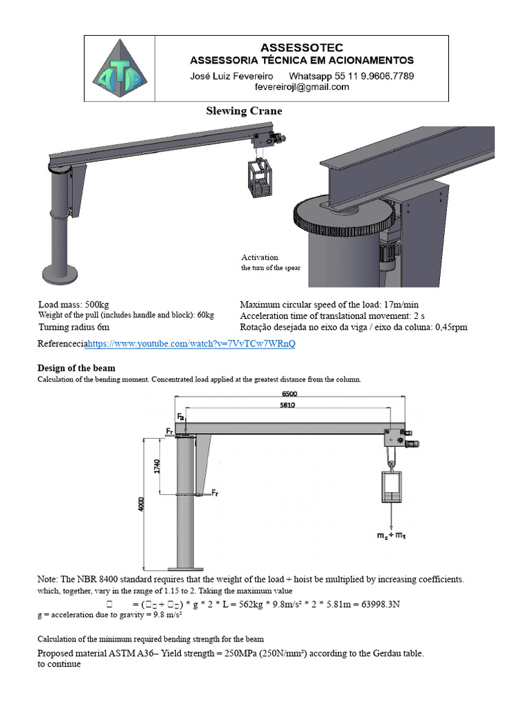 Crane - Project | PDF | Gear | Bearing (Mechanical)