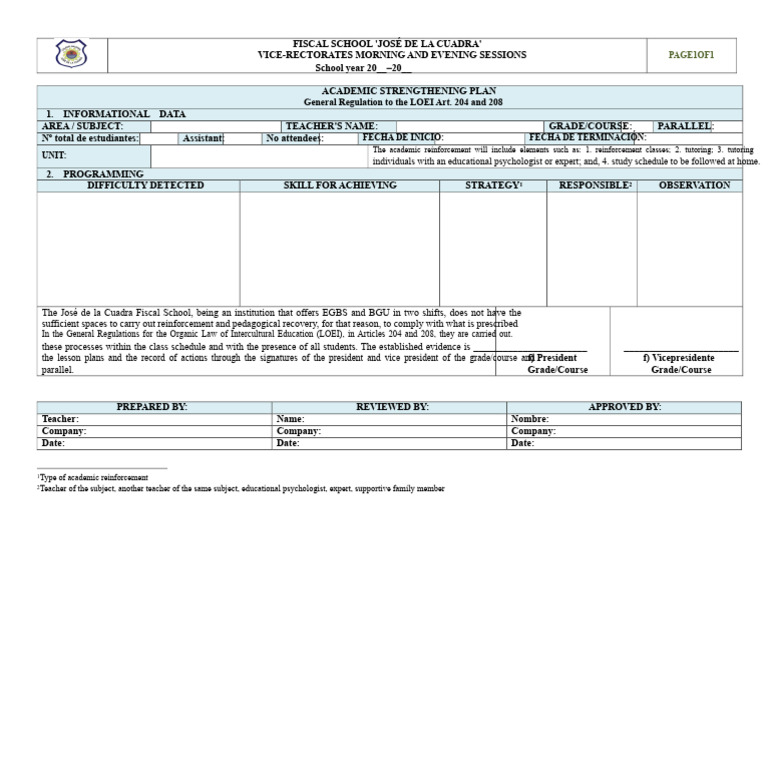 Annex 1 Academic Reinforcement Plan Format | PDF | Behavior ...