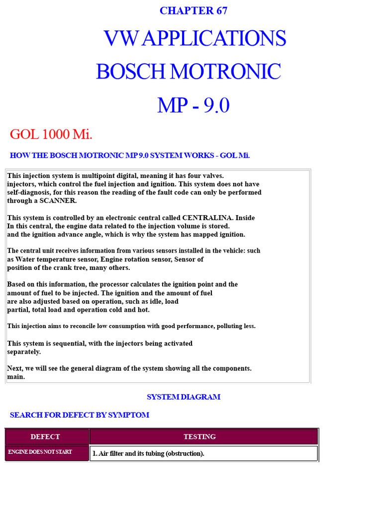 Bosch Motronic MP 9.0 System Guide | PDF | Fuel Injection | Throttle