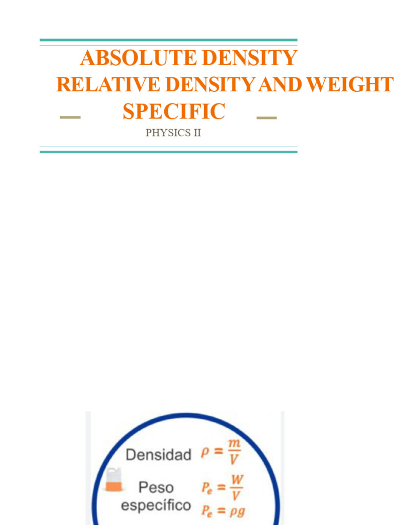 Absolute Density, Relative Density, and Specific Weight | PDF
