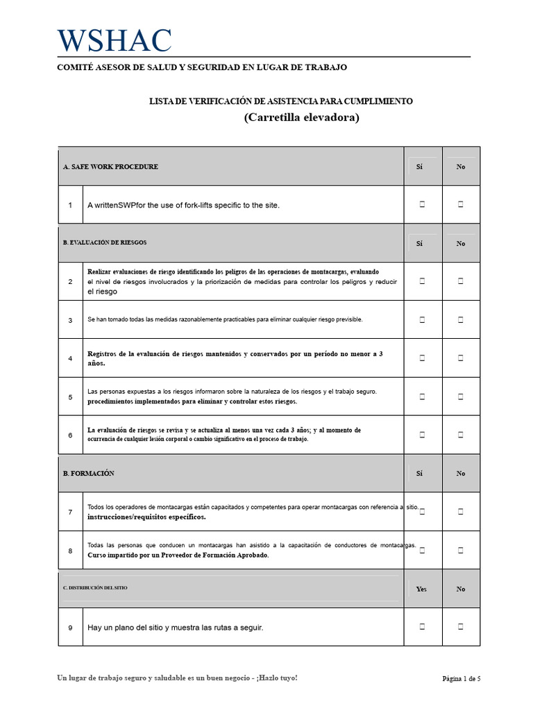 Verificación de Seguridad para Montacargas | PDF | Máquina elevadora ...