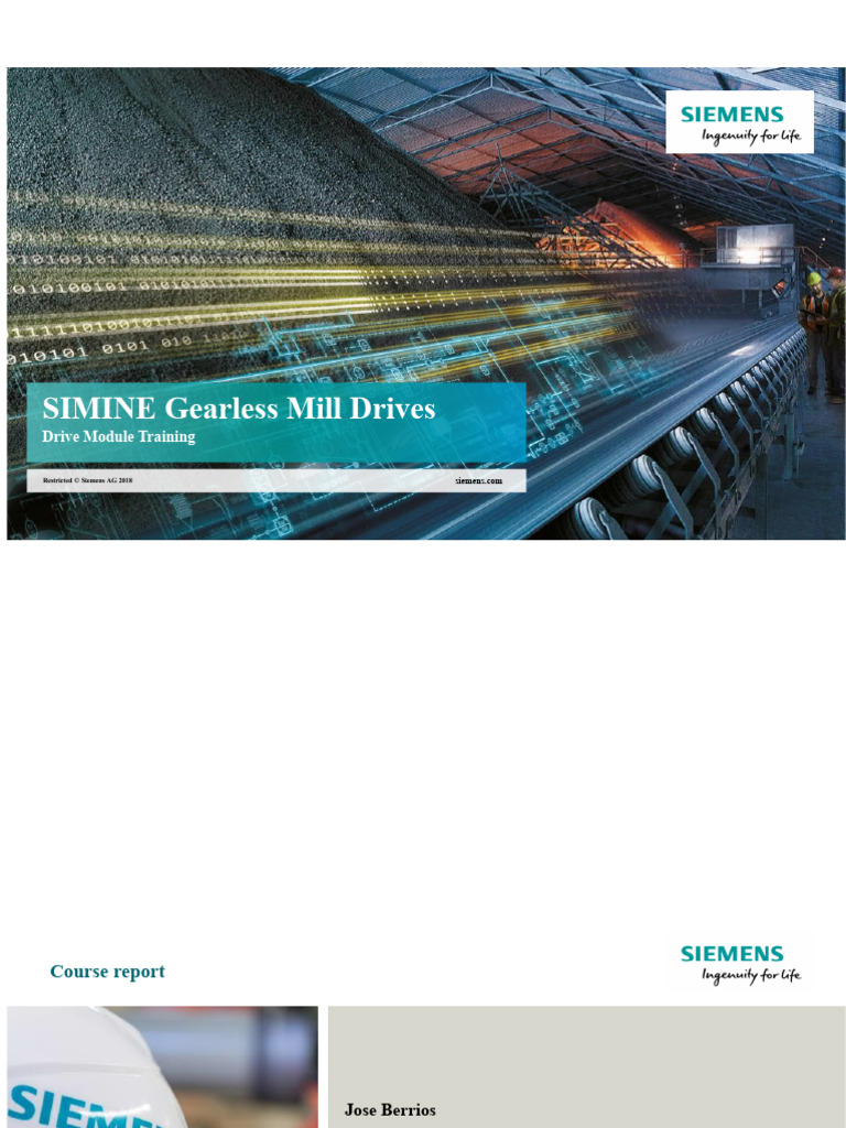 SIMINE Gearless Mill Drive Training | PDF | Electric Motor | Electronics