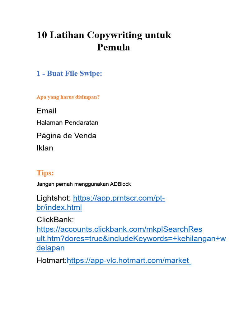 10 Latihan Copywriting untuk Pemula | PDF