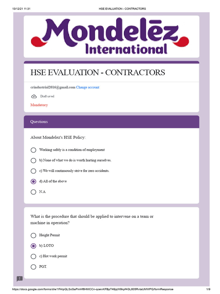 HSE Evaluation for Contractors Guide | PDF | Safety | Personal ...