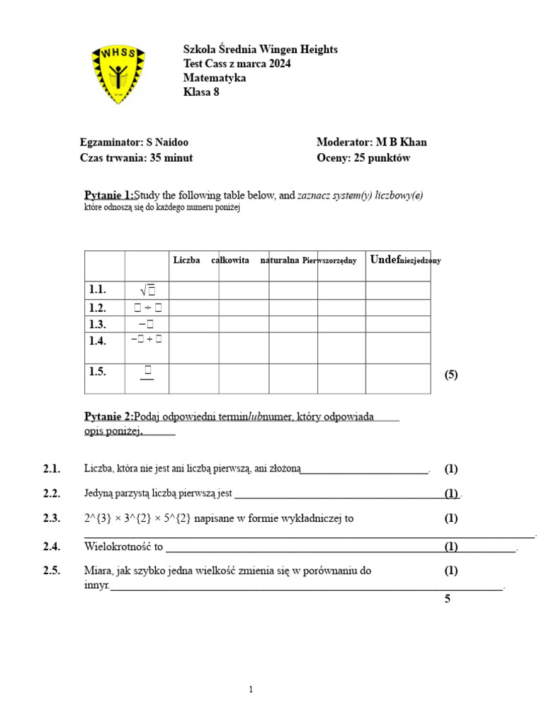 Klasa 8 2024 Cass | PDF