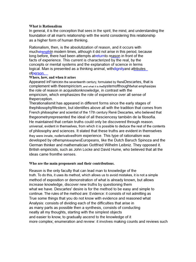 Understanding Rationalism in Philosophy | PDF | Rationalism | Reason