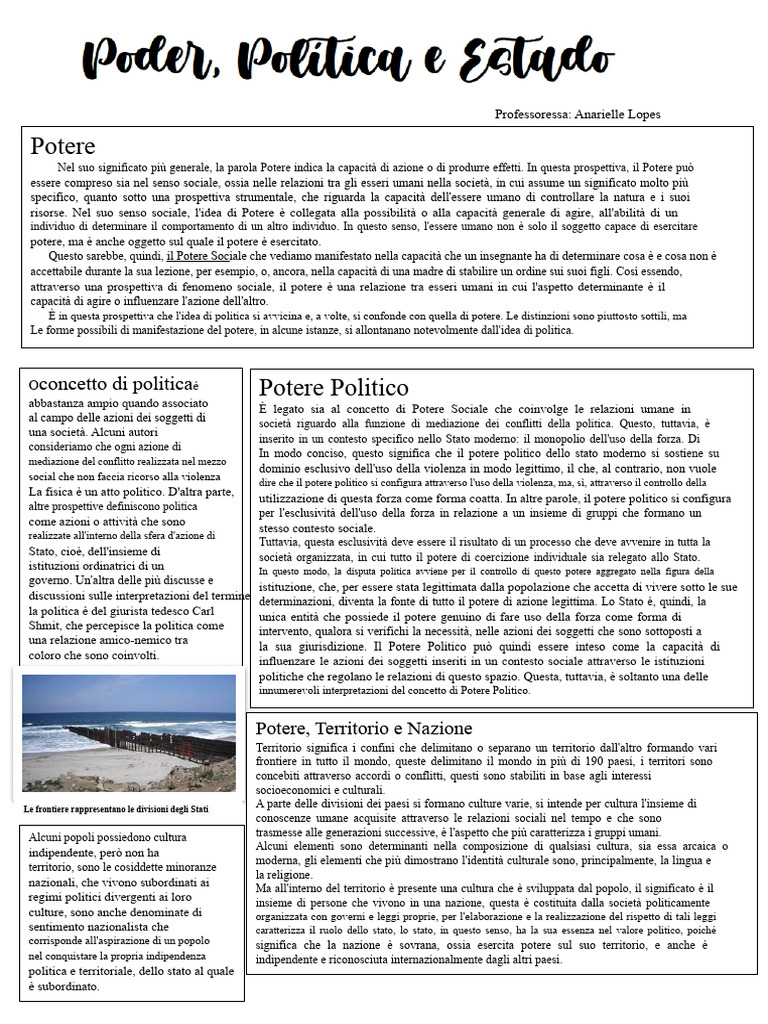 Potere, Politica e Stato Riassunto | PDF