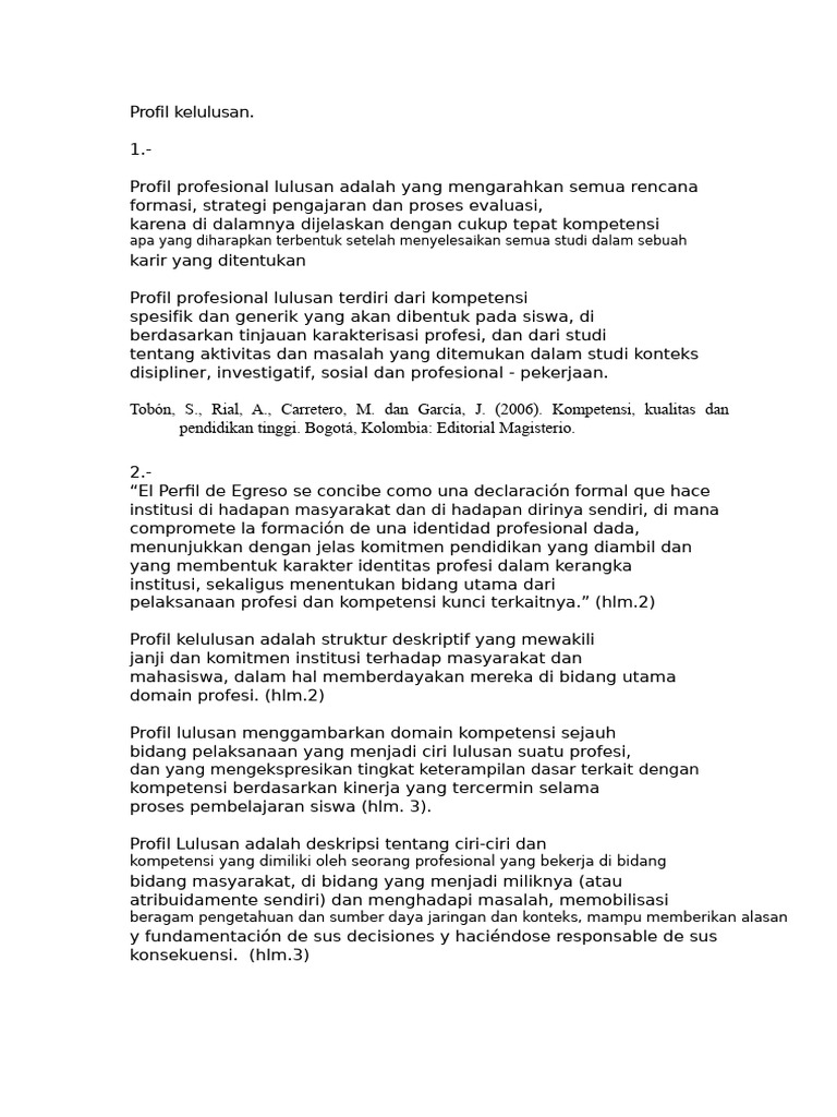 Profil Lulusan: Kompetensi dan Identitas Profesional | PDF