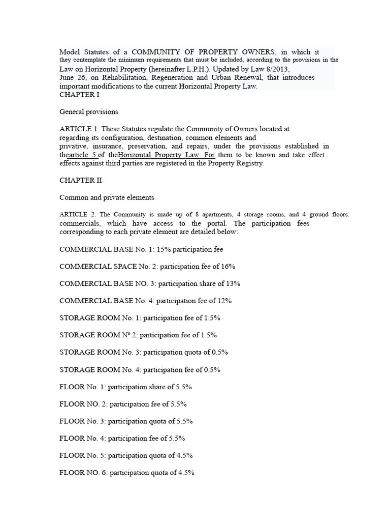 Community Property Owners' Statutes Guide | PDF | Insurance | Private Law