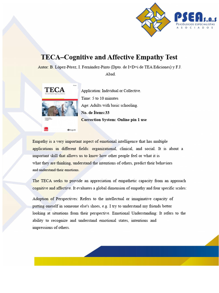 TECA Empathy Test Overview and Application | PDF