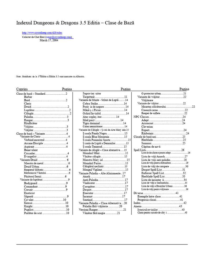 DnD3.5Index Clase de Bază | PDF