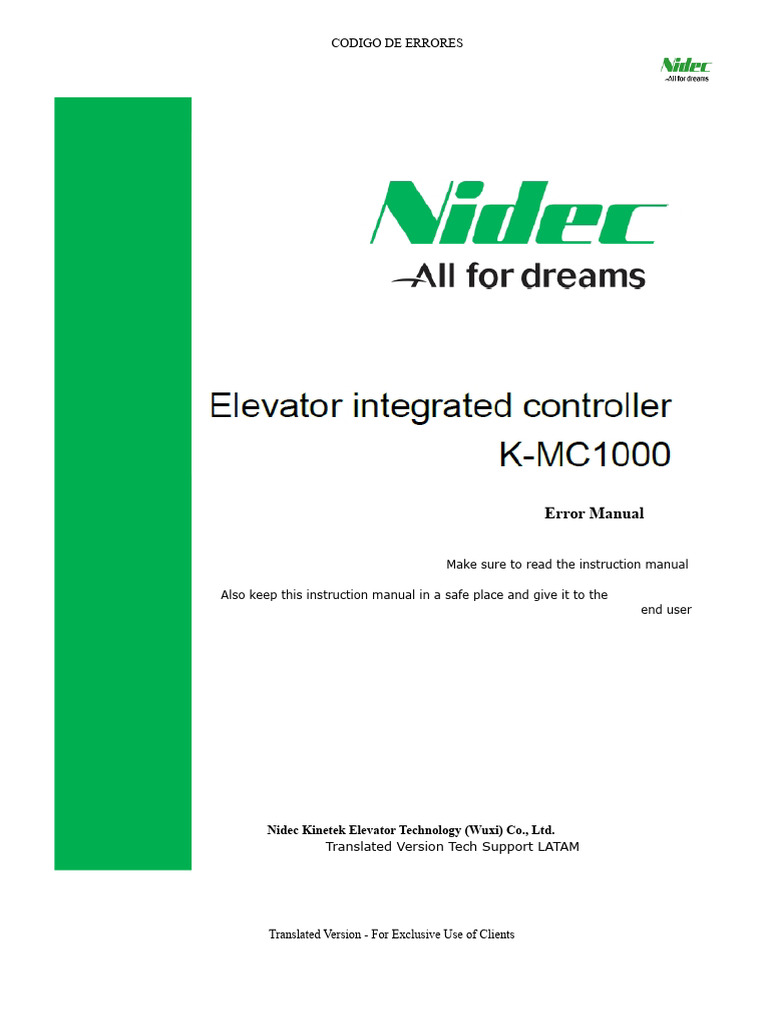 Elevator Error Codes and Solutions Guide | PDF | Transformer ...
