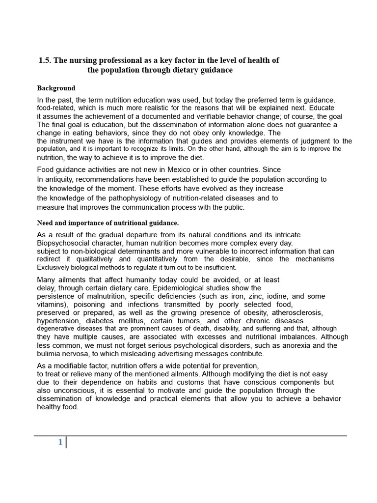 1.5 The Nursing Professional As A Key Factor in The Health Level of The ...
