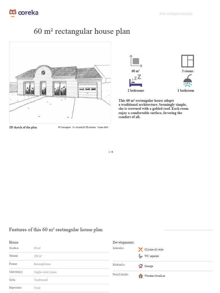 60 m² Rectangular House Plan Design | PDF